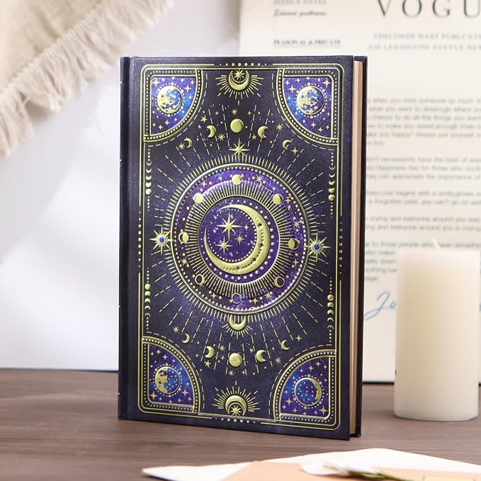 Hardcover Notebook Journal with 224 Pages, A5 Lined Journal for Smooth Writing, Aesthetic Celestial Magic Planet Notebook Journal, Mystical Journal for Women & Teens