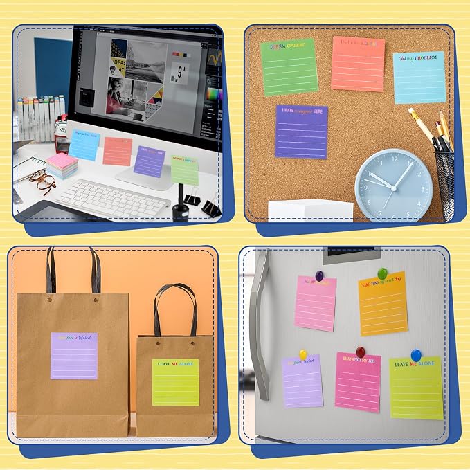 Yinder 24 Pcs Sticky Notes Gifts Bulk,Funny,Dark Color