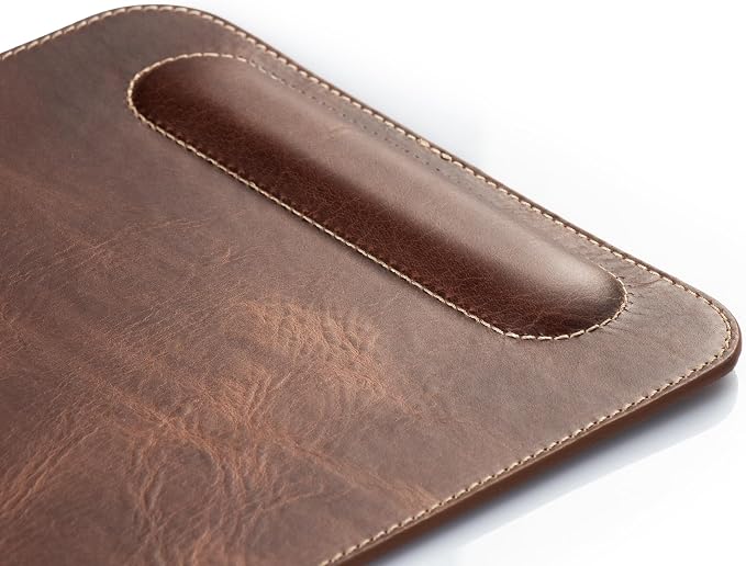 Londo Top Grain Leather Mouse Pad with Wrist Rest – Ergonomic Support, Non-Slip Base, Smooth Surface