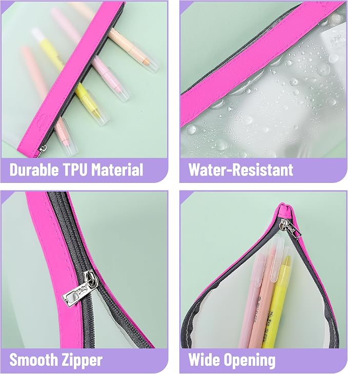 Mr. Pen- Clear Pencil Pouch, 8.50"x4.25", 6 Pack, Durable TPU Material | Medium Water-Resistant Pencil Bags with Smooth Zipper, Multipurpose Clear Pouch for Stationery, School, Office