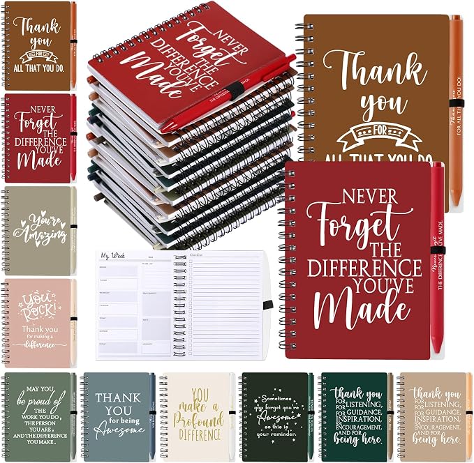 Tellingyou 60 Pcs Bulk Employee Appreciation Gifts A6 Notebook with Pens Back to School Gift Thank You for Teacher Student Team Office Coworker Staff Volunteers Affirmation Gifts (Joyous Colors)