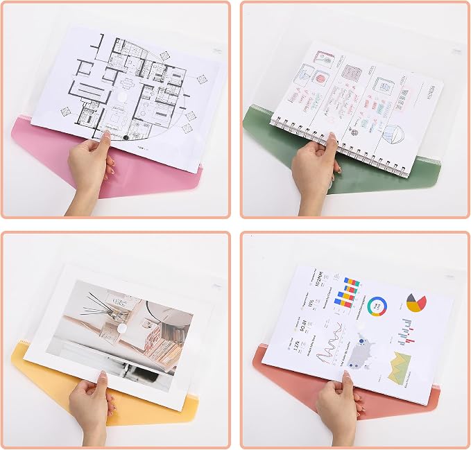 Mr. Pen- Clear Plastic Envelopes File Folders, 30 Pack, A4, Letter Size | Colorful Flaps, Bulk Clear Folders for Documents Plastic Poly Envelopes with Label for School, Home, Work, Office, Organizer