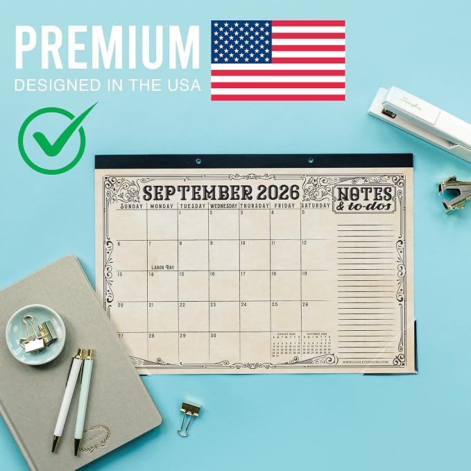 Hadley Designs Large Teacher Desk Calendar 2026-2027 - Desktop Calendar 2026, 18-Month Academic Desk Calendars for School, Home & Office, Cute Classroom Must Haves, Back to School Teacher Gifts