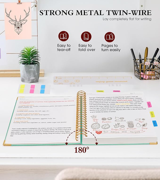 Spiral Notebook Journal 5.75” x 8.38”, 300 Pages Hardcover Leather Lined Journals for Women Men, A5 Small College Ruled Notebooks with 100 GSM Thick Paper, Spiral Journal for Writing Work School, Teal