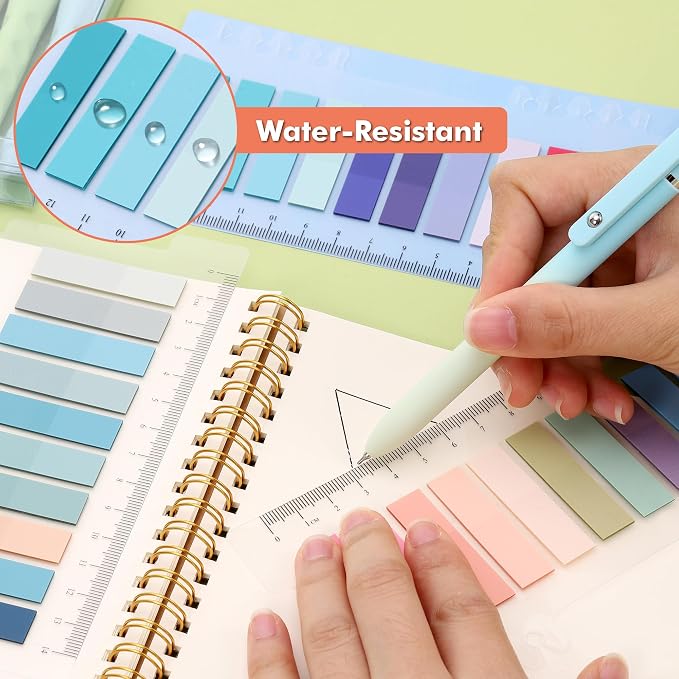 JIANTA 2000Pcs Book Tabs for Annotating, Writable Sticky Tabs | Transparent Page Markers with Ruler, Repositionable Index Tabs for Binders, Notebooks, Study Notes and Multi Color Book Flags