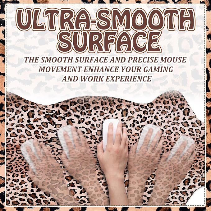 Sabary Large Leopard Print Desk Mat Brown Cheetah Gaming Mouse Pad Leopard Desk Accessories Irregular Shaped Animal Print Decor for Laptop PC Computer Office Home Desktop Decor 31.5" x 15.8"
