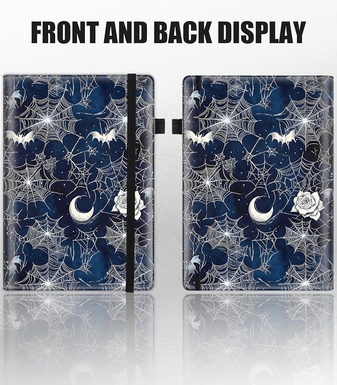 Hardcover Executive Notebooks, A5 PU Leather Lined Journal Notebook, 200 Pages Thick Paper Subject Notebooks for School,Work,Home Writing Business Notebook, Diary Book ，Spider Web