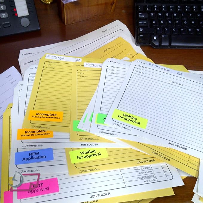 Assorted Fluorescent Address Labels | 5 Colors - Green, Orange, Blue, Yellow and Pink | 5 Sheets of Each Color | 1" x 2-5/8" - 30 Per Page, from NextDayLabels | 750 Labels