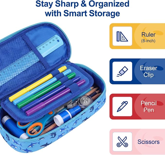 Bagseri Pencil Case for Girls - Large School Supplies Pouch for Class | Girls Pencil Case Wide Opening, Kids Pen Bag with Multi-Slot, Cute Water Resistent Organizer, Glitter Pink Mermaid