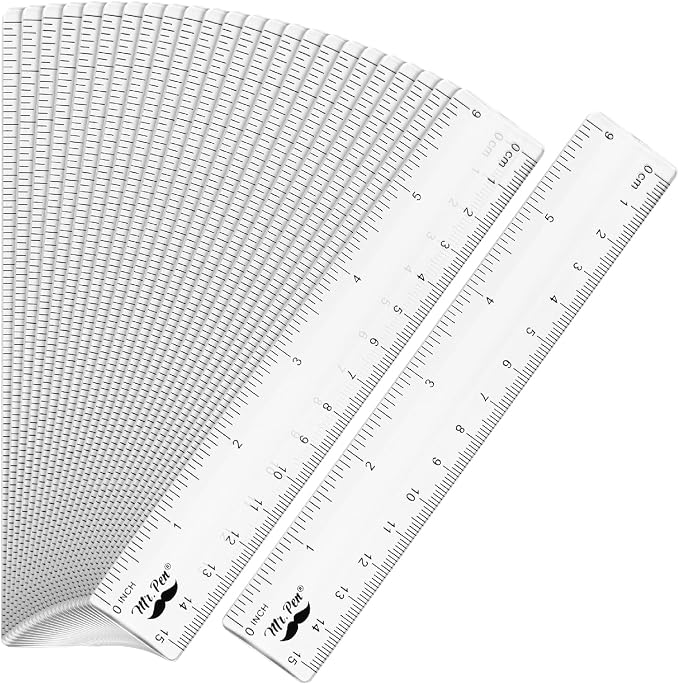 Mr. Pen- Bulk Plastic Rulers, 6 Inch, 24 Pack, Easy-to-Read Markings | Scratch-Resistant Design, Durable Clear Ruler for Crafting Office & School, School Supplies, Transparent Bulk Rulers Set