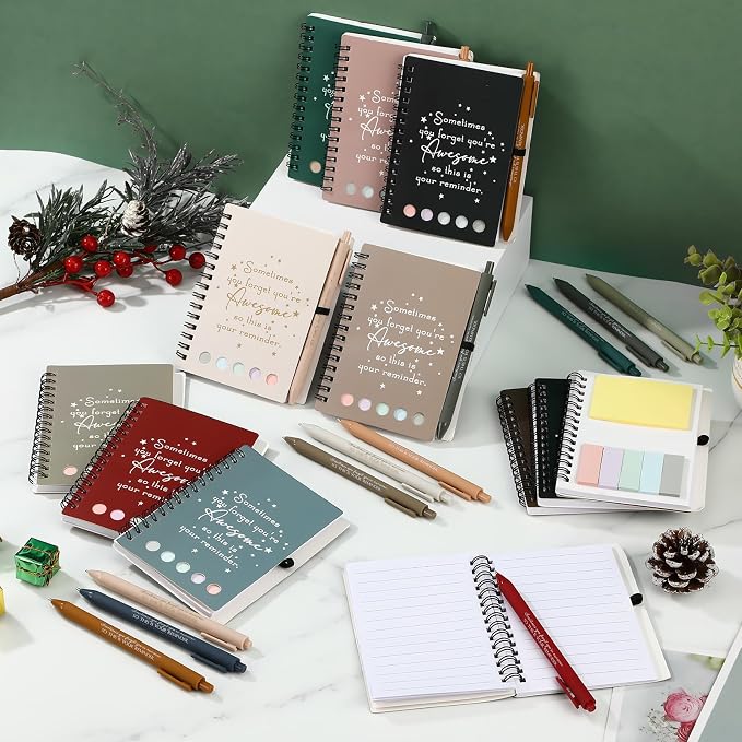 Chuangdi 20 Sets Back to School Teacher Gifts Appreciation Journal Inspirational Notebook with Sticky Notepad Ballpoint Pen Bulk Thank You Gifts for Student Staff Team Coworker Nurse(Morandi)