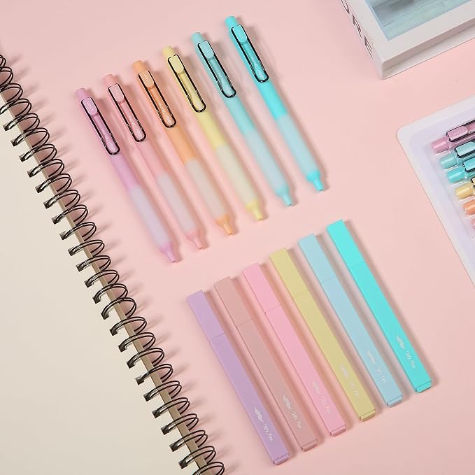Mr. Pen- Aesthetic Highlighters and Gel Pens, 12 Pack | Pastel Colors Bible Highlighters No Bleed, Pastel Ink Gel Pens, Fast Dry and No Smear for Bible Journaling, Planner