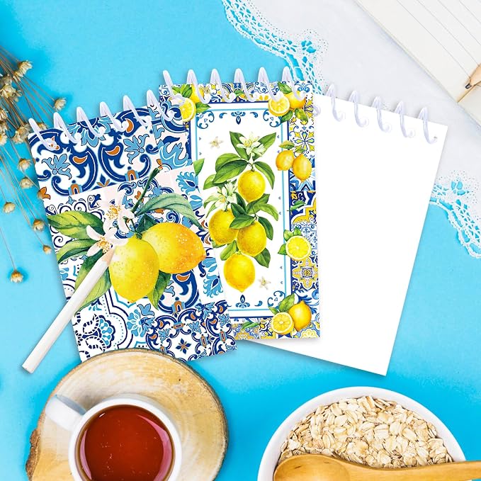 Lemon Coil Notepad 24 Pcs, 2.36 x 3.94 Inch Cute Mini Notebooks 16 Sheets 32 Pages, Citrus Memo Pads Bulk with Lemon Design for Daily Planning, Shopping Lists, Office School Supplies, Party Favors