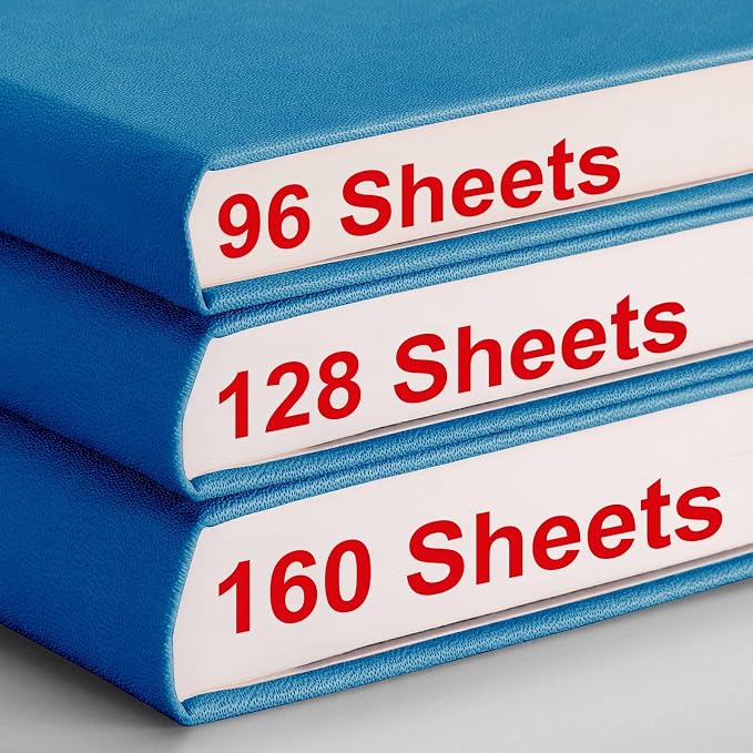 AHGXG Lined Journal Notebook, 320 Numbered Pages, A5 (5.75'' X 8.38'') | Thick Lined Notebook for Note Taking, 100GSM Paper, Leather Hardcover, for Women Men (Blue)
