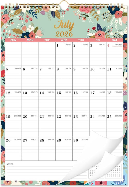 Calendar 2026-2027- Wall Calendar 2026-2027, 18 Monthly Calendar from Jul. 2026 - Dec. 2027, 12" x 17", Wall Calendar With Twin-Wire Binding - Green