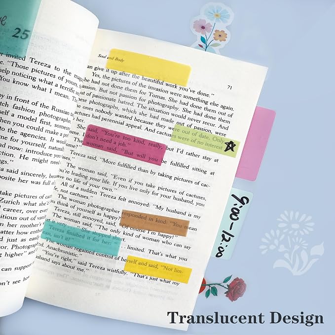 ELII 500 PCS Sticky Index Tabs 2 Inch Book Tabs Page Markers File Tabs | Self Adhesive, Labels for Pages Notebooks,Safety Material, Smooth Writing,Transparent,Waterproof,Repositionable