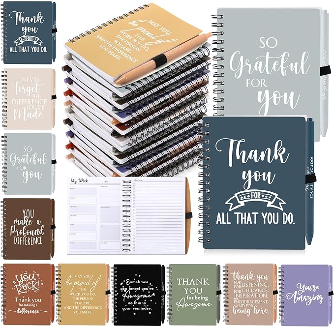 Tellingyou 100 Pcs Bulk Employee Appreciation Gifts A6 Notebook with Pens Back to School Gift Thank You for Teacher Student Team Office Coworker Staff Volunteers Affirmation Gifts (Neutral Colors)