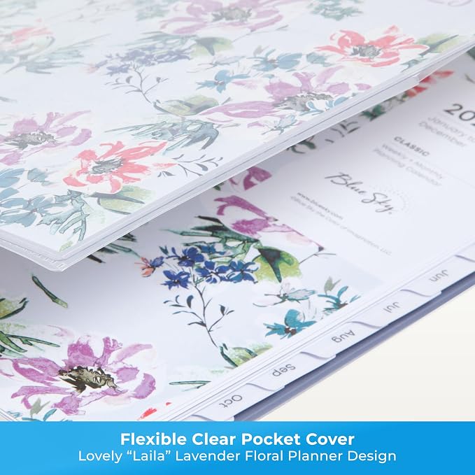 Blue Sky 2026 Weekly & Monthly Planner Calendar, 8.5"x11", Laila | January 2026 - December 2026, Clear Pocket Cover, Durable Twin Wire Binding, Laminated Tabs, Storage Pocket