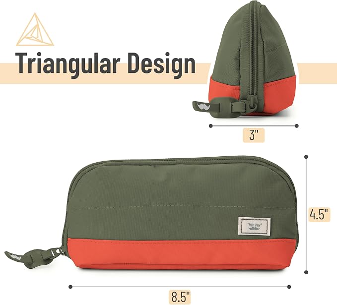 Mr. Pen- Wide-Opening Pencil Case, Triangle Design | Compact & Spacious Pencil Cases with 5 Mesh Pockets, Bag Pouch, Box Organizer for Students, School Supplies, Aesthetic Supply