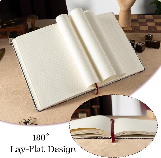 MGGAO B5 Lined Journal Notebook, Aesthetic Owl Embossed, Hardcover | Wide Ruled, 6.8" X 9.1", 192 Pages, Ribbon, Elastic Band, For Women & Men, For School & Office, Writing & Note Taking