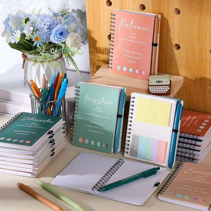 40 Pcs Motivational Inspirational Notebook Bulk with Notes Pen,Bright | Back to School Spiral Notebooks Inspirational Motivational Appreciation Gift for Students Teacher Employee Team Coworker