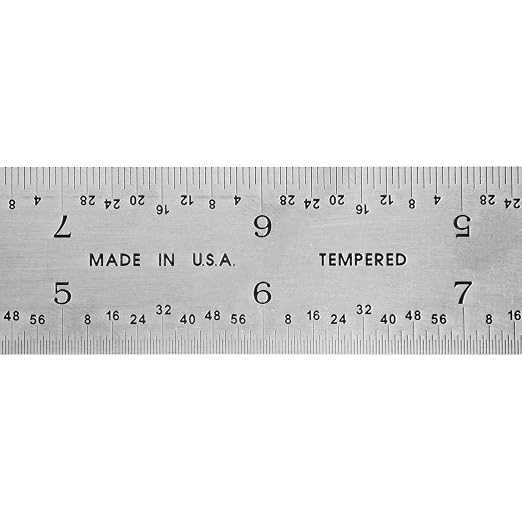 PEC Tools 12" Rigid Metal Ruler, Made from Premium Stainless Steel, 4R Graduation (1/8", 1/16", 1/32", 1/64"), Fully Hardened and Tempered Machinst Rule, Made in USA
