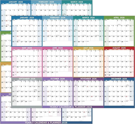 2026 Dry Erase Calendar – Large Yearly Wall calendar 2026, 45.1'' x 33.7'', 2-Side Reversible Calendar 2026, Vertical/Horizontal, Jan 2026 – Dec 2026, 2026 Wall Calendar with Notes, Stickers