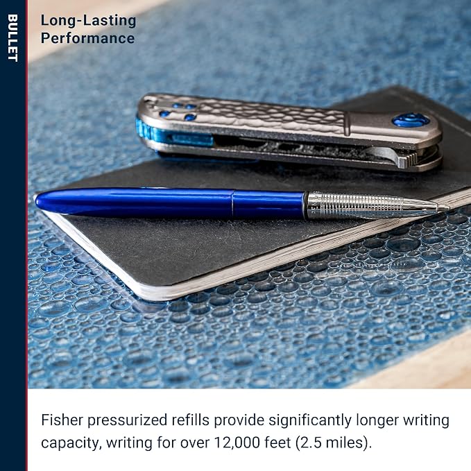 Fisher Space Pen Blueberry Bullet Pen, Pressurized Ballpoint Pen, Compact Size, Writes Upside Down and in Extreme Temperatures, Smooth Black Ink, Medium Point, Gift Box, Made in the USA