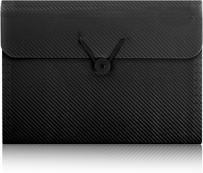 SKYDUE Accordion File Organizer, Expanding File Folder with 7 Pockets, Portable Receipt Paper Bill Document Organizer, Letter/A4 Size Filing Folder School Office Supplies, Black