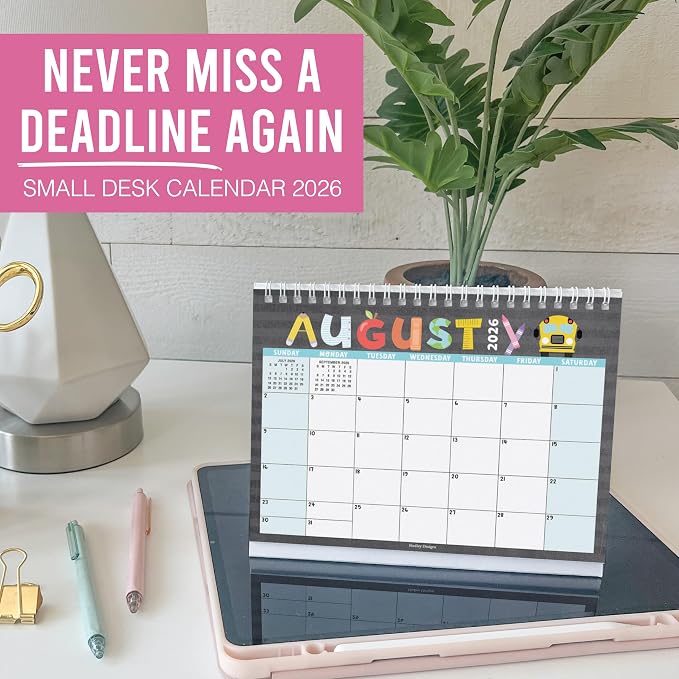 Small Desk Calendar 2026-2027 Standing Flip - 18-Month 2026 Desk Calendar Small for Home, Office & School, Standing Desks Calendars 2026-2027, Mini Desks Calendars, Back to School Teacher Gifts