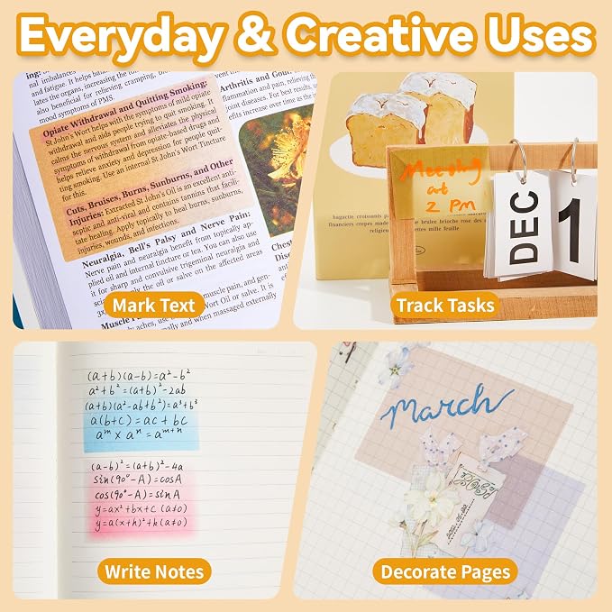 Monster Sticky Notes – Glittery Semi-Transparent Full-Adhesive Sticker Notes with Cute Monster Box, 105 Sheets for School Supplies, Office Products, Journaling, Scrapbooking & Labels （Rainbow）