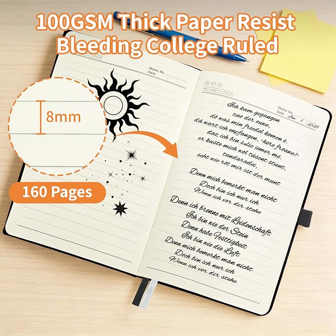 Mlife Lined Journal Notebook for Women & Men,A5 Hardcover PU Leather Journals for Writing,100 GSM Thick Paper, Perfect for College,Work,Office Supplies,Garden B