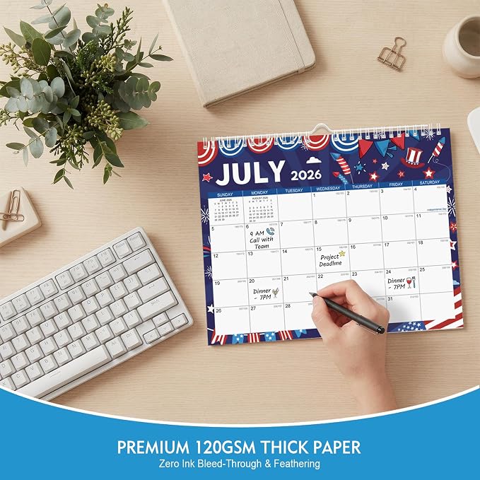 Comix 2026-2027 Wall Calendar, 18 Months Jul 2026 - Dec 2027 Monthly Planner, 120 GSM Thick Paper Lined Blocks, Hanging Calendar for Home Office Classroom, 14 x 11 Inch