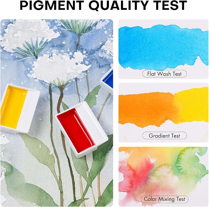 Fuumuui 24-Color Opaque Semi-Solid Watercolor Paint Set - Timeless Tones Professional Art Supplies with Strong Pigments & Coverage, for Artists Beginner Painters Amateur Hobbyists Painting