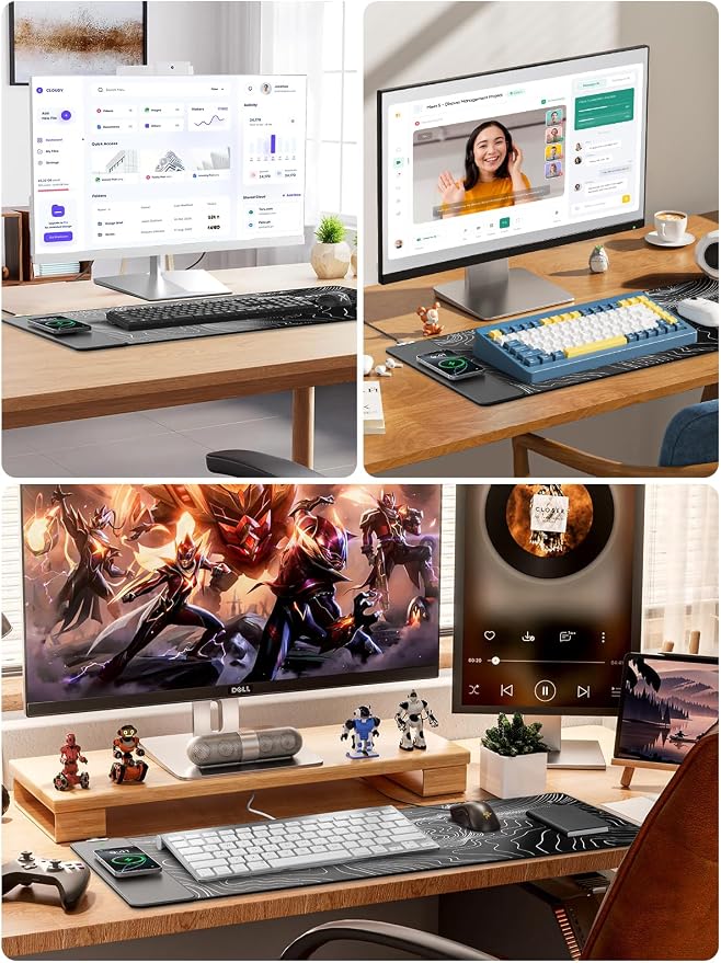 Magnetic Wireless Charging Mouse Pad, 31.5"x15.8" Large Desk Mat | Waterproof Mousepad, Smooth Glide, Stitched Edge, Non-Slip Rubber Base, Desk Pad Computer Keyboard Mat, No Adapter
