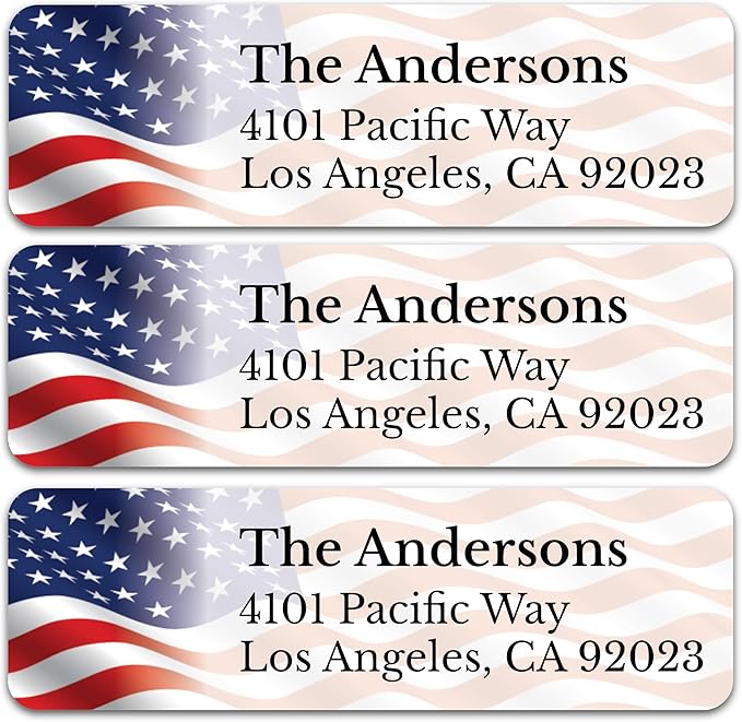 Personalized Patriotic Return Address Labels, Self-Adhesive Address Stickers on Sheets, 50-1000 Labels (Faded Flag)