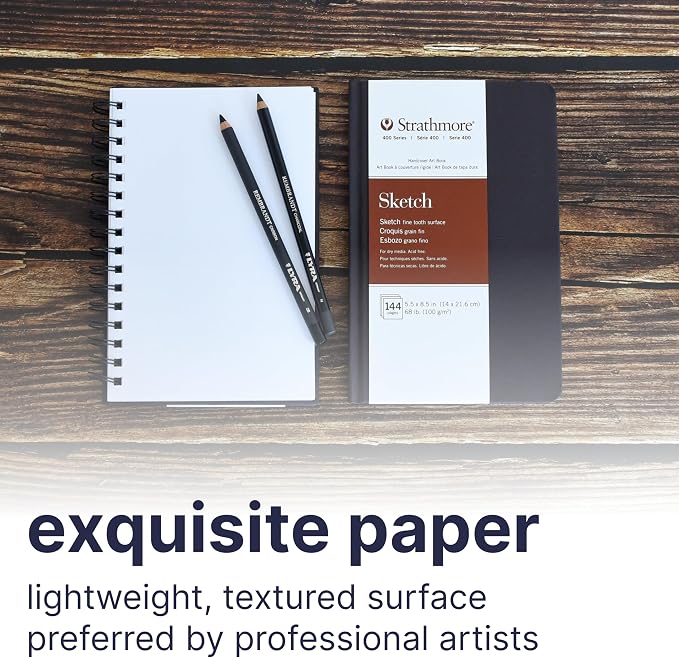 Strathmore 400 Series Sketch Paper Art Book, Matte Brown Cover, Natural White, Side Wire Binding, 60 Sheets, 5.5x8.5 inch