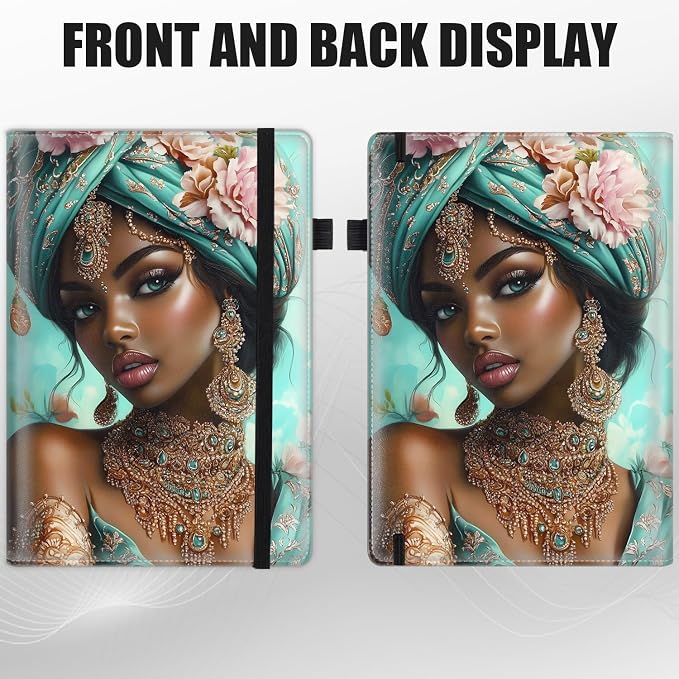 Hardcover Executive Notebooks, A5 PU Leather Lined Journal Notebook, 200 Pages Thick Paper Subject Notebooks for School,Work,Home Writing Business Notebook, Diary Book, Elegant Black Girl