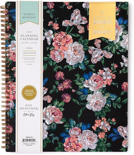 Blue Sky 2026-2027 Weekly & Monthly Academic Planner, 8.5"x11", Rose Garden | July 2026 - June 2027, Flexible Cover, Laminated Tabs, Storage Pocket, Stickers, Academic Year, Day Designer