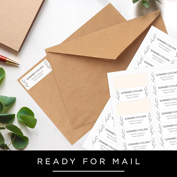 Personalized Return Address Labels, Custom Address and Name Mailing Labels for Envelopes & Branding- Basic Design 2 1x2.6 Inches Flat Sheet of 60-1200 Made in USA by My Sign Center