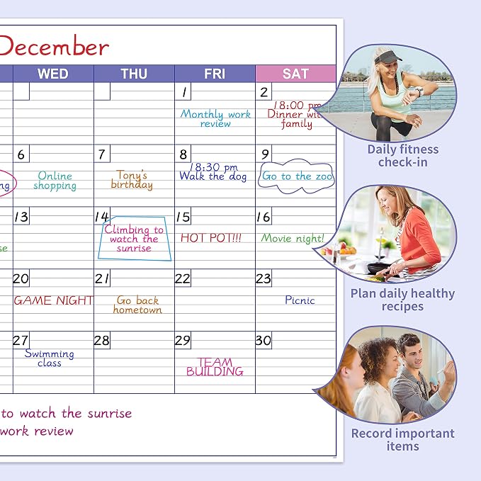 Large Dry Erase Calendar for Wall - Undated 1 Month Wall Calendar, 40" x 30", Erasable & Reusable Laminated Calendar with 8 Round Stickers, Great Layout Wall Calendar Dry Erase for Home, Office and School