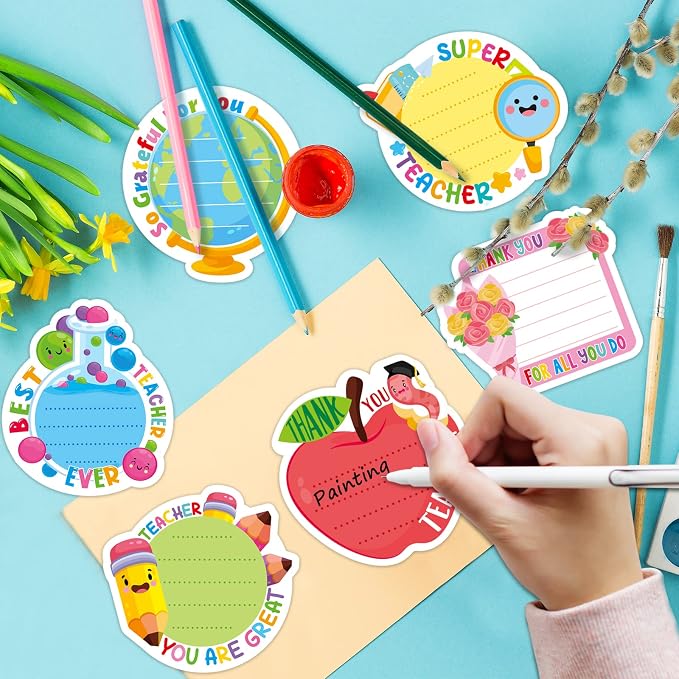 30 Pack Teacher Sticky Notes - 600 Sheets Teacher Notepads for Appreciation Gifts Colored Sticky Notes Cute Sticky Notes Pads for Teacher Thank You Gifts School Supplies