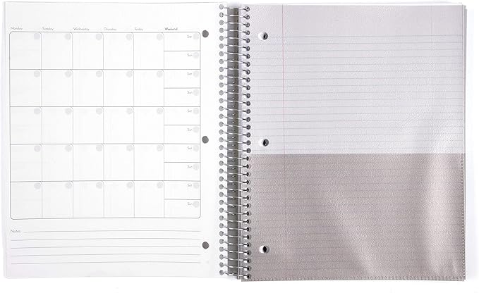 Mintra Office Durable Spiral Notebooks, 5 Subject (Salmon, College Ruled 1pk)