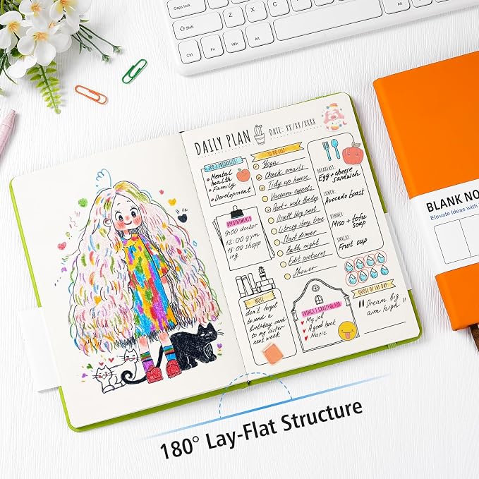 Dynta Blank Journal,10 Packs A5 Unlined Journaling Notebooks 200 Pages/100 Sheets,8.4'' x 5.8 '',10 Colors Hardcover Notebook for Work, School, Note Taking,Sketching or Gifts