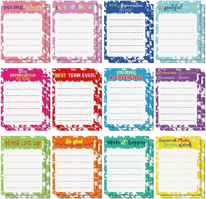 Yinder 24 Pcs Inspirational Sticky Notes, Back to School Supplies, Cute Motivational Sticky Notes Pad Employee Appreciation Gifts Bulk for Teacher Coworker Office 3 x 3'' (Appreciation,Vivid)