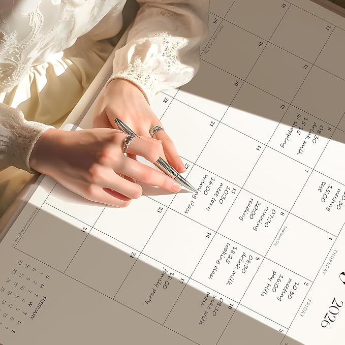 Simplified Desk Calendar 2026 with Desktop Mat, Cabbrix Large Desk Pad Calendar 21" x 16-1/2" Runs From July 2026 to December 2027, Desk Blotter Calendar for Home School and Office (Apricot)