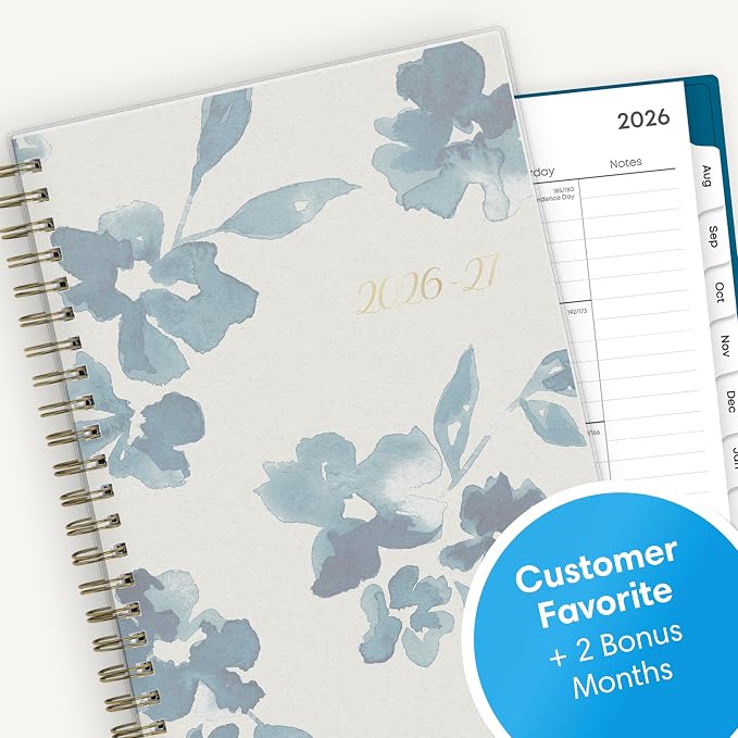 Blue Sky 2026-2027 Weekly & Monthly Academic Planner, 5"x8", Bakah Blue | July 2026 - June 2027, Flexible Cover, Wirebound, Laminated Tabs, Academic Year