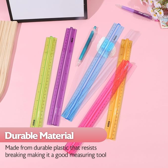 BAZIC Products 12 in Plastic Ruler with Handle Grip, Inch & Metric, 6-Set | 12 in (30 cm), clear inch and centimeter marks for measuring and drawing