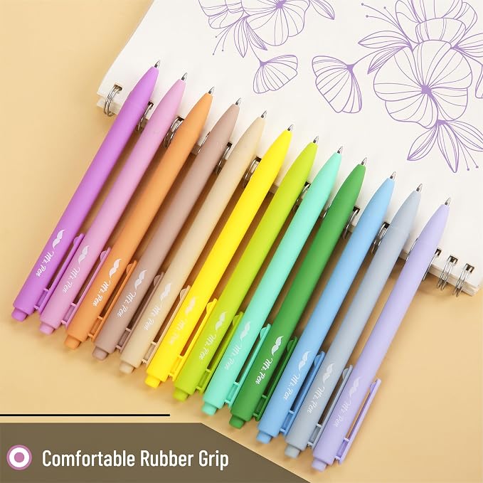 Mr. Pen- Retractable Gel Pens, 12 Pack, Vintage Ink, Fine Point 0.7mm | Fast Dry, Smooth Writing, Cute Pens for Drawing, Writing Planner and School Supplies