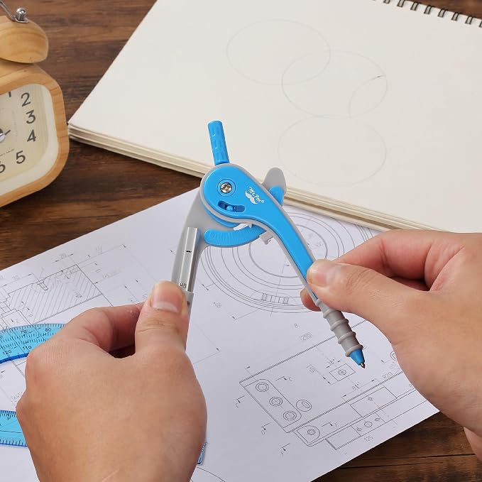 Mr. Pen- Geometry Compass and Protractor Set, 6 Inch Compass | 6 Inch Protractor, Drawing Tool for School, Clear Plastic, Easy Grip, Precision Design for Math, Art, Drafting, Architecture